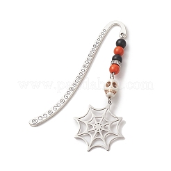 Halloween Theme Coffin Spider Web Alloy Hook Bookmarks&nbsp;AJEW-JK00217
