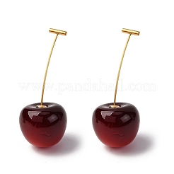 304 Stainless Steel Cherry Stud Earrings&nbsp;EJEW-L304-13G-01