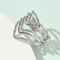 304 Stainless Steel Multi Layer Cuff Open Rings for Women&nbsp;RJEW-A095-05P