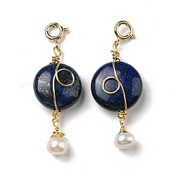 Natural Lapis Lazuli Flat Round Pendant Decorations&nbsp;G-R489-47G