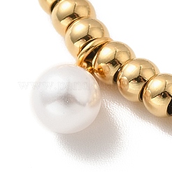 PVD Vacuum Plating 304 Stainless Steel Plastic Pearl Charm Bracelet with 201 Stainless Steel Round Beads for Women&nbsp;BJEW-B057-20G