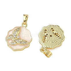 Brass Micro Pave Clear Cubic Zirconia Pendants&nbsp;KK-A294-10G-02
