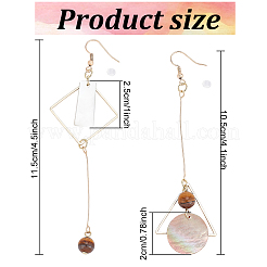 2 Sets 2 Style Acrylic Rectangle & Flat Round Asymmetrical Earrings&nbsp;EJEW-AN0001-56