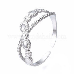 Non-Tarnish 304 Stainless Steel Criss Cross Open Cuff Ring&nbsp;RJEW-T023-71P