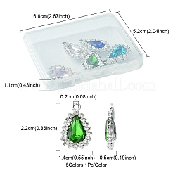 5Pcs 5 Colors Alloy Glass Pendants&nbsp;ALRI-YW0001-15