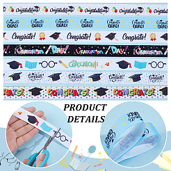 7Pcs 7 Styles Graduation Season Polyester Printed Grosgrain Ribbon&nbsp;OCOR-PH0005-02