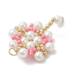 Glass Seed Beaded Flower Pendants&nbsp;PALLOY-MZ00827-05