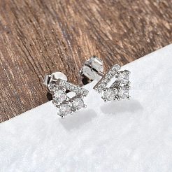 925 Sterling Silver Clear Cubic Zirconia Stud Earrings&nbsp;EJEW-Q032-01C-P