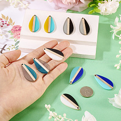 10Pcs 5 Colors Transparent & Opaque Resin & Wood Pendants&nbsp;RESI-TA0004-65