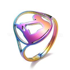 Ion Plating(IP) 304 Stainless Steel Yoga Adjustable Ring for Women&nbsp;RJEW-M149-27RC