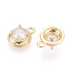 Brass Pave Cubic Zirconia Pendants&nbsp;KK-T071-41G