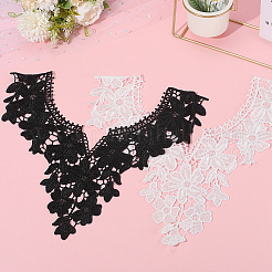 4Pcs 2 Colors Polyester Embroidery Lace Collar&nbsp;AJEW-CY0001-51A