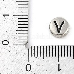 925 Sterling Silver Flat Round with Letter Beads&nbsp;LS-STER-G044-01AS-V