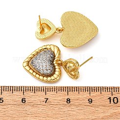 Brass Micro Pave Clear Cubic Zirconia Dangle Earrings&nbsp;EJEW-D322-01G