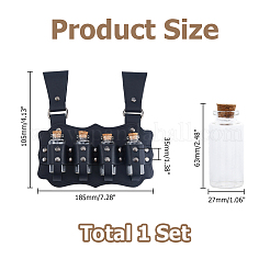 PU Leather Bag with 4Pcs Cork Glass Bottles&nbsp;FIND-WH0366-420B