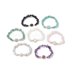 7Pcs 7 Style Natural & Synthetic Mixed Gemstone Square & Chips Beaded Stretch Bracelets Set for Women&nbsp;BJEW-JB09938