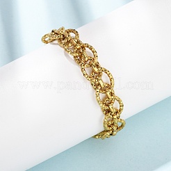 Hammered 304 Stainless Steel Oval Link Chain Bracelets for Women&nbsp;BJEW-F536-03G