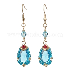 Handmade Glass Seed Beads Teardrop Dangle Earrings&nbsp;EJEW-MZ00576-03