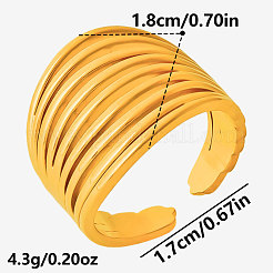 Geometric Multi-layer 304 Stainless Steel Adjustable Cuff Open Rings for Women&nbsp;PC6730-2