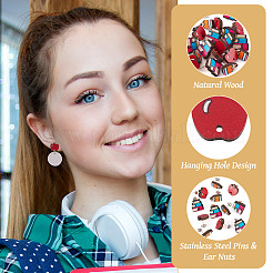 30Pcs 3 Style Teachers' Day Natural Wood Stud Earring Findings&nbsp;DIY-TA0006-63