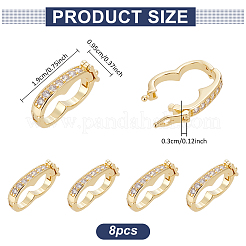8Pcs Rack Plating Brass Micro Pave Clear Cubic Zirconia Twister Clasps&nbsp;ZIRC-WR0001-04G
