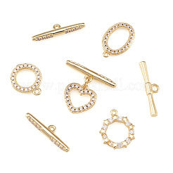4Sets 4 Styles Brass Micro Pave Clear Cubic Zirconia Toggle Clasps&nbsp;KK-TA0008-81