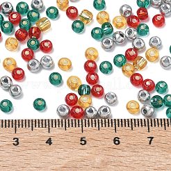 4 Colors Christmas 6/0 Glass Round Seed Beads&nbsp;SEED-X0058-05