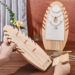 Wood Necklaces Organizer Display Holder with Velvet Mat&nbsp;NDIS-WH0017-11