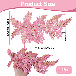 4Pcs Flower & Leaf Polyester and Plastic Applqiues&nbsp;PATC-CY0001-49B