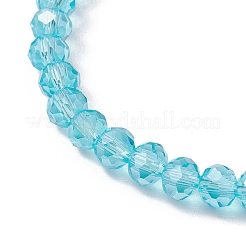 5Pcs 5 Colors Faceted Rondelle Glass Breaded Stretch Bracelets&nbsp;BJEW-JB10259-02