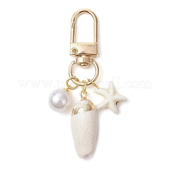 Spiral Shell & Synthetic Turquoise Starfish Pendant Decorations&nbsp;HJEW-JM03171