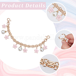 2Pcs 2 Styles Pink Zinc Alloy Enamel Bowknot Flower Charm Cable Chain Purse Chains&nbsp;FIND-BBC0004-57