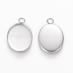 Tarnish Resistant 304 Stainless Steel Pendant Cabochon Settings&nbsp;STAS-L195-11B