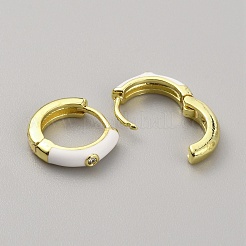 Enamel Hoop Earrings with Clear Cubic Zirconia&nbsp;EJEW-WH0004-39G
