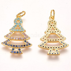Brass Micro Pave Cubic Zirconia Pendants&nbsp;ZIRC-F086-02G