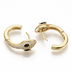 Brass Micro Pave Cubic Zirconia Huggie Hoop Earrings&nbsp;EJEW-S208-057A