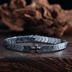 Synthetic Non-magnetic Hematite Beads Stretch Bracelets for Men&nbsp;WZ5779