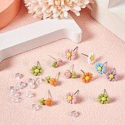 10pcs 8 style Flower Porcelain Stud Earrings&nbsp;EJEW-TA0001-30