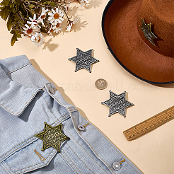 4Pcs 4 Styles Vintage SHERIFF DEPUTY Alloy Star Brooches&nbsp;JEWB-FG0001-80