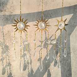 4Pcs 4 Styles Sun Metal Hanging Ornaments&nbsp;HJEW-CJ0001-21