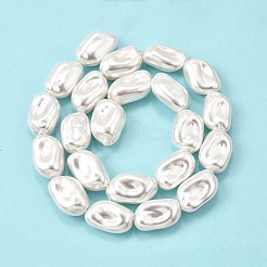 Electroplate Porcelain Imitation Pearl Beads Strands&nbsp;PORC-K009-01B