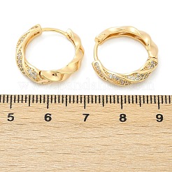 Twist Brass Clear Cubic Zirconia Hoop Earrings&nbsp;EJEW-Q016-19G