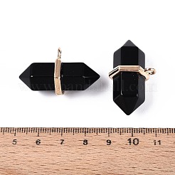 Natural Obsidian Double Terminal Pointed Pendants&nbsp;G-N345-09J
