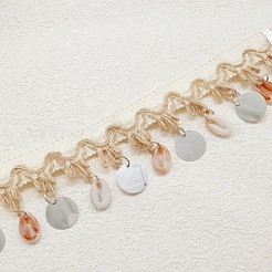 Boho Beach Natural Shell & Plastic Disc Tassel Anklets&nbsp;WGCB1C3-01