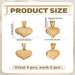 4Pcs 2 Styles 304 Stainless Steel Textured Pendants&nbsp;STAS-LP0004-44