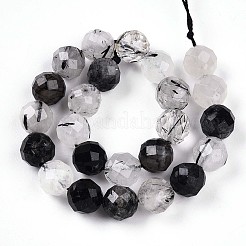 Natural Tourmalinated Quartz Beads Strands&nbsp;G-S345-8mm-30