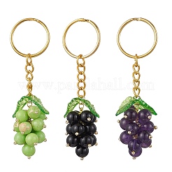 3Pcs Imperial Jasper & Amethyst & Black Onyx Keychains&nbsp;KEYC-MZ00043
