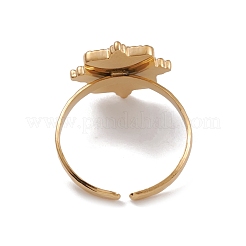 Ion Plating(IP) 304 Stainless Steel Open Cuff Finger Ring Cabochon Settings&nbsp;X-RJEW-G285-23G