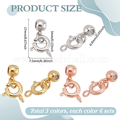 18Sets 3 Colors Brass Spring Ring Clasps and Silicone Beads&nbsp;KK-PH0011-36