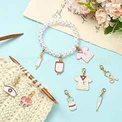 9Pcs 9 Styles Medical Theme Alloy Enamel Pendant Decorations&nbsp;HJEW-YW00567